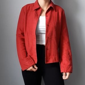 Red Suede Button-up Shirt